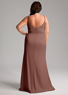 Azazie Deandra Bridesmaid Dresses Espresso Mermaid Pleated Stretch Satin Dress image8