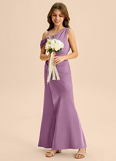 Azazie Madelyn Junior Klä av Tubklänning i Stretch Satin Av axeln image5