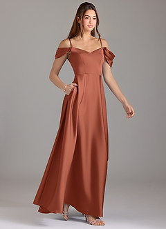 Azazie Marley Bridesmaid Dresses Clay A-Line Off the Shoulder Stretch Satin Convertible Dress image4