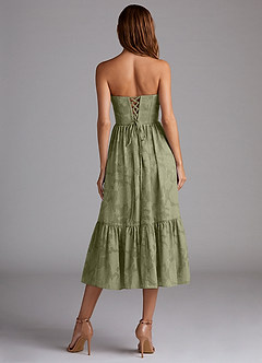 Delphina Pistachio Lace-up Back Midi Dress image2