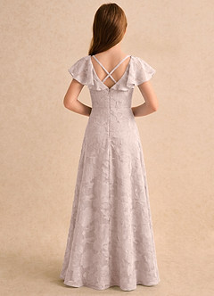 Azazie Narin Girls Formal Robe Demoiselle D'honneur Fillette Robe Trapèze en Blumen-Burnout avec manches Rose Pâle image2