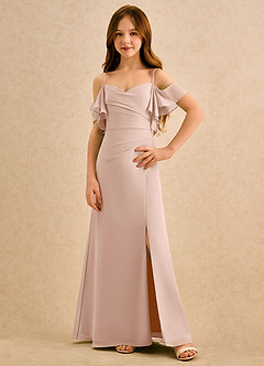 Azazie Pippy Girls Formal Abiti da Ragazza di Fiori Abito A-Line in Chiffon Scollo a Cuore Rosa Inglese image1