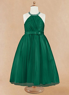Azazie Honey Final Sale Agave A-Line Beaded Matte Satin Dress image7