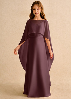 Azazie Fishie Girls Formal Flower Girl Dresses Sangria A-Line Matte Satin Dress image5