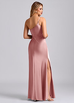 Azazie Marseli Bridesmaid Dresses Dusty Rose Mermaid One Shoulder Stretch Satin Dress image2