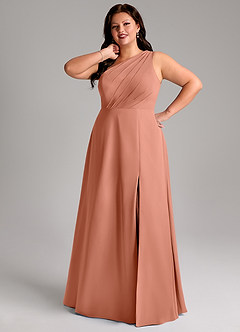 Azazie Phaedra Bridesmaid Dresses MAI TAI A-Line One Shoulder Chiffon Dress image15