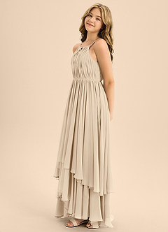Azazie Elliora Junior Champagne A-Line Pleated Chiffon Dress image6