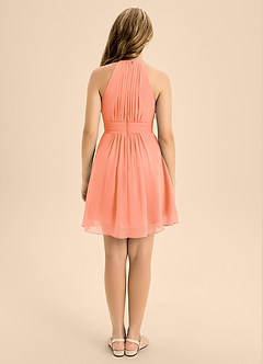 Azazie Bonnie Junior A-Linie Plissee Chiffon Kleid Sonnenuntergang image2