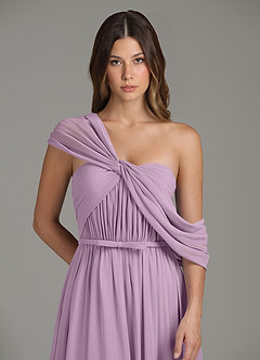 Azazie Nyah Jurken voor bruidsmeisjes Jurk van Chiffon met A-lijn Off-shoulder Blauweregen image7