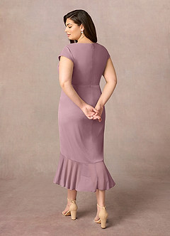 Azazie Renetta Mother of the Bride Dresses Dusty Rose Sheath V-Neck Pleated Mesh Dress image11