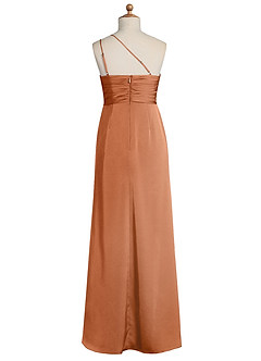 Azazie Eren Junior Copper Sheath Pleated Stretch Satin Dress image7