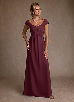 Azazie Myrtle vestidos de madre de la novia Vestido de Cabernet de Gasa de Corte en A con Plisado image1