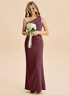 Azazie Akilah Junior Etui Plissee Stretch-Satin Kleid Sangria image4