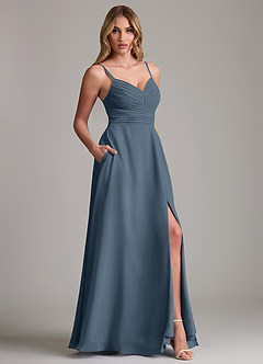 Azazie Terese Bridesmaid Dresses Neptune A-Line Pleated Chiffon Dress image6