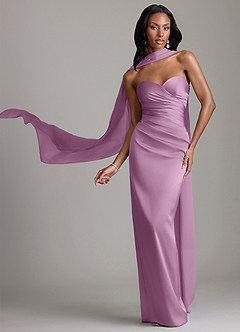 Azazie Sonora Vestidos de damas de honor Vestido de Glicinia de Satén Elástico de Corte Recto con Sin tirantes image1