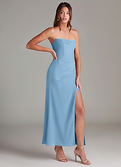 Azazie Leonis Brautjungfernkleider Wandelbar Meerjungfrau-Linie Schulterfrei Chiffon Kleid Stahlblau image8