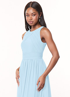 Azazie Harper Bridesmaid Dresses Sky Blue A-Line Pleated Chiffon Dress image5