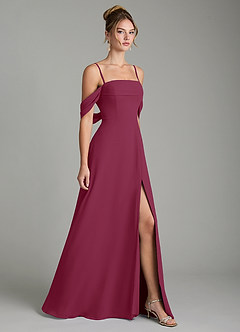 Azazie Mercedes Bridesmaid Dresses Mulberry A-Line Off the Shoulder Chiffon Dress image5