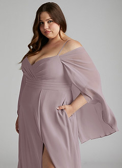 Azazie Cienna Bridesmaid Dresses Dusk A-Line Off the Shoulder Chiffon Dress image11