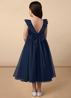 Azazie Dolly Flower Girl Dresses Dark Navy A-Line Bow Tulle Dress image4