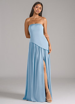 Azazie Adeline Bridesmaid Dresses Powder Blue A-Line Strapless Stretch Satin Convertible Dress image3