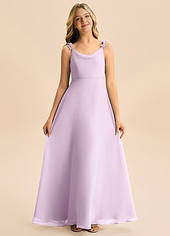 Azazie Elodie Junior A-linja Sifonki Lattian pituus Nuorempi morsiusneito Pukeutua image4