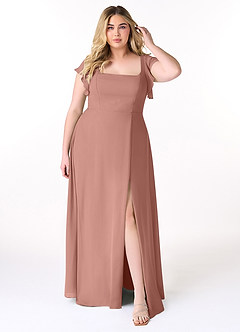 Azazie Bondi Bridesmaid Dresses Cedar Rose A-Line Ruffled Chiffon Dress image7