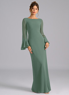 Azazie Leone Bridesmaid Dresses Eucalyptus Mermaid Corset Chiffon Dress image4