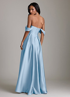 Azazie Loisa Brudtärnklänningar Klä av A-Linje i Stretch Satin Av axeln Puderblå image2