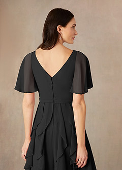 Azazie Watson Final Sale Black A-Line V-Neck Chiffon Dress image5