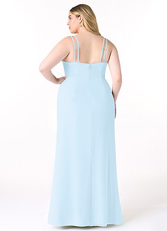 Azazie Leo Bridesmaid Dresses Sky Blue Mermaid V-Neck Pleated Chiffon Dress image8