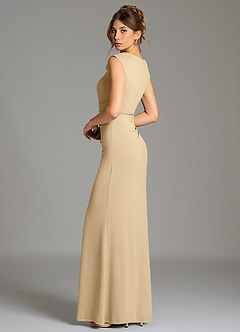 Azazie Chantal Bridesmaid Dresses Champagne Mermaid Pleated Premium Stretch Jersey Dress image7