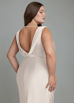 Azazie Kieryn Bridesmaid Dresses White Alabaster Mermaid Pleated Stretch Satin Dress image7