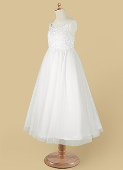 Azazie Buttercup Flower Girl Dresses Ivory A-Line Lace Tulle Dress image12