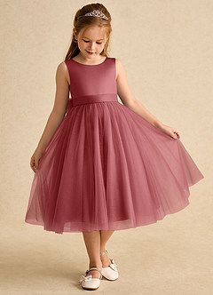 Azazie Winnie Sukienki dla dziewczynek sypiących kwiaty Suknia balowa Ukłon Tiul Długość herbaty Sukienka image2