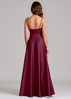 Azazie Amani Bridesmaid Dresses Mulberry A-Line Pleated Stretch Satin Dress image5