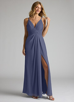 Azazie Maren Allure Bridesmaid Dresses Stormy A-Line V-Neck Lace Chiffon Dress image3
