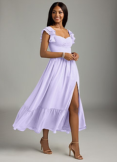 Azazie Anaya Bridesmaid Dresses Lilac A-Line Pleated Chiffon Dress image3