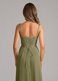 Azazie Amaris Bridesmaid Dresses Pistachio A-Line Corset Stretch Satin Dress image6