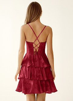 Rietta Ruby Red Floral Burnout Ruffles Mini Dress image6