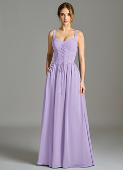 Azazie Porscha 신부 들러리 드레스 A라인 스윗하트 네크라인 쉬폰 바닥 길이 드레스 image3