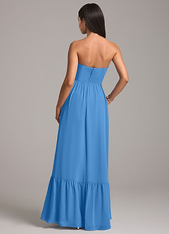 Azazie Kailee Bridesmaid Dresses Blue Jay A-Line with Pockets Chiffon Dress image6