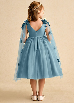 Azazie Staria Blumenmädchenkleider Ballkleid Gestreift Tüll Kleid Stimmungsvolles Blau image2