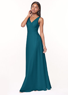 Azazie Nala Bridesmaid Dresses Ink Blue A-Line Pleated Chiffon Dress image3