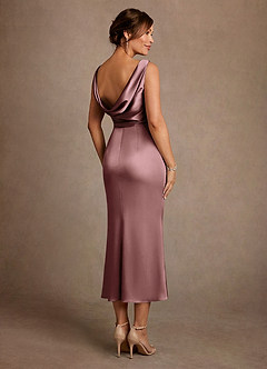 Azazie Mazhe Moeder van de bruid jurken A-Lijn Jurk van Stretch Satijn Geplooid Vintage Mauve image2