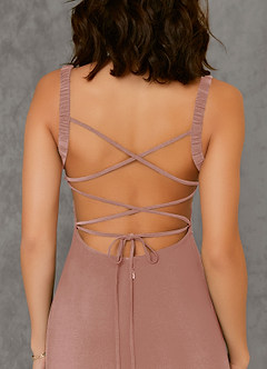 Azazie Nikki Bridesmaid Dresses Dusty Rose Sheath Corset Luxe Knit Dress image6