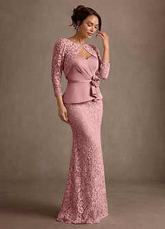 Azazie Vivian vestidos de madre de la novia Vestido Rosa Polvorienta de Encaje de Corte Sirena image2