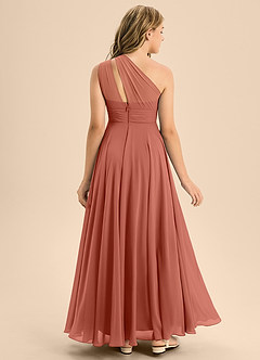 Azazie Charlize Junior A-Linie Plissee Chiffon Kleid Lehm image2