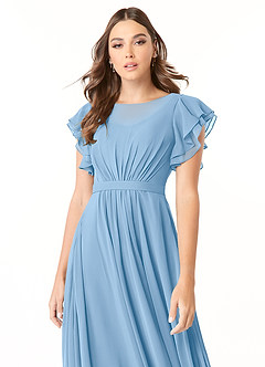 Azazie Daphne Modest Bridesmaid Dresses A-Line Ruffled Chiffon Floor-Length Dress image4