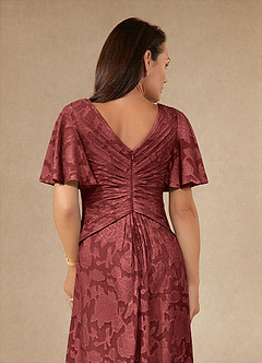 Azazie Emmeline Abiti per la Madre della Sposa Abito A-Line in Burnout Floreale Plissettato Terracotta image6